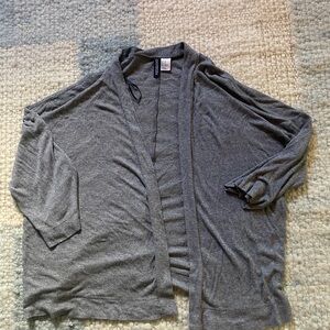 Gray Open-Front Cardigan Sweater